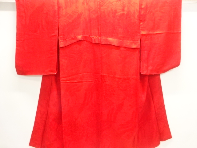 JAPANESE KIMONO / ANTIQUE JUBAN / SILK / WOVEN CRANE & FLOWER